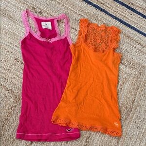 Hollister /Abercrombie Vibrant Pink and Orange Lace Tank Tops